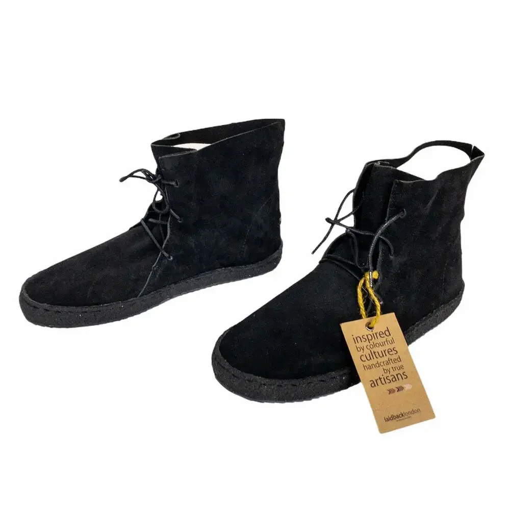 Laidback London Emre Black Suede Lace-Up Ankle Boots Women's US 8 EU 39 NIB